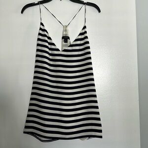 Navy and white striped silk tank top, size 6, J. Crew